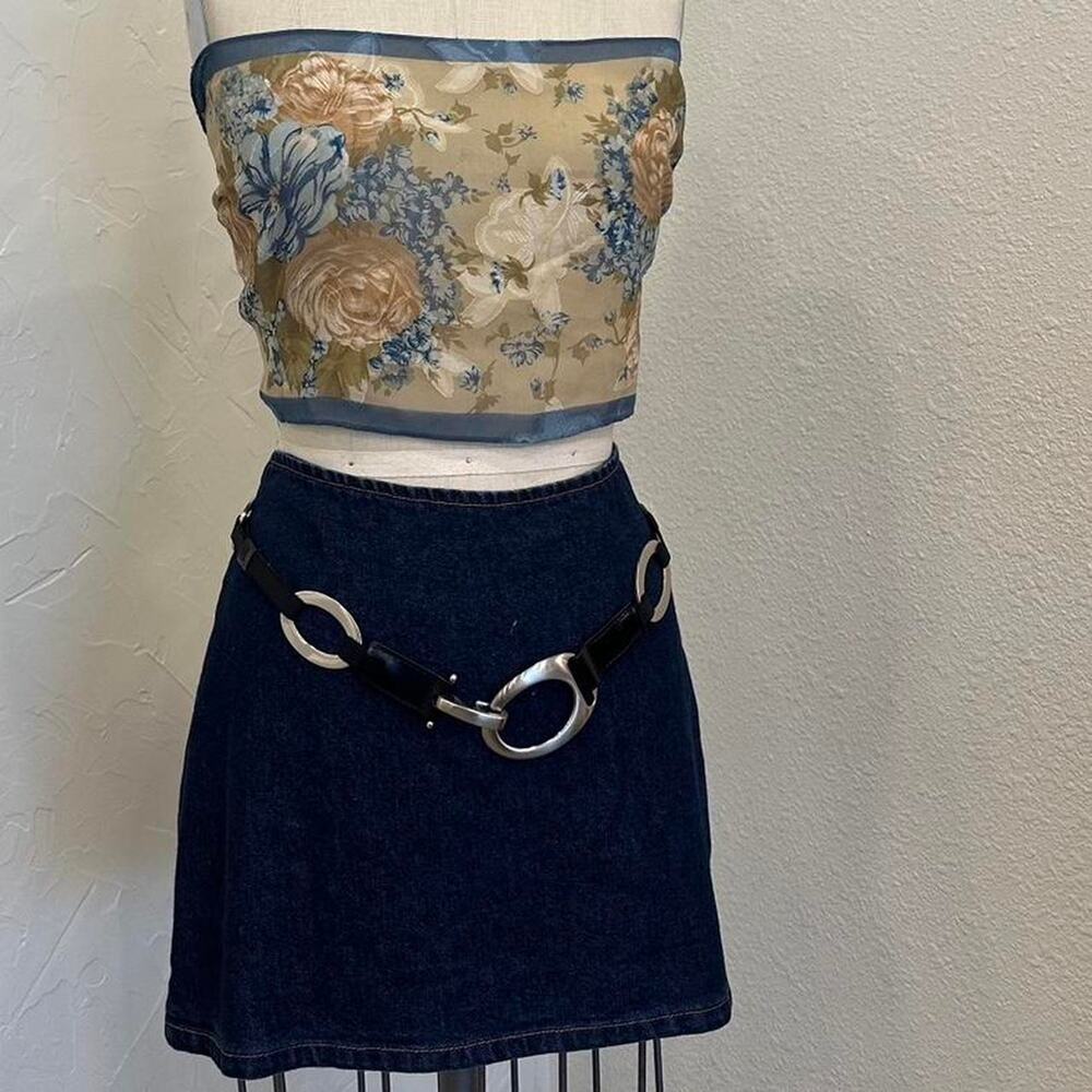 Women’s Sheer Floral Strapless Scarf Blue Beige